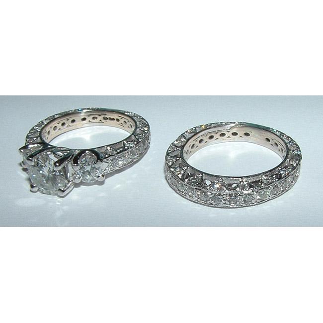 2.51 Carat Filigree Antique Style 3 Stone Diamond Engagement Ring - Three Stone Ring-harrychadent.ca