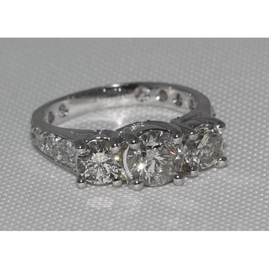 2.75 Carat Diamonds Engagement Ring White Gold Women Jewelry - Three Stone Ring-harrychadent.ca