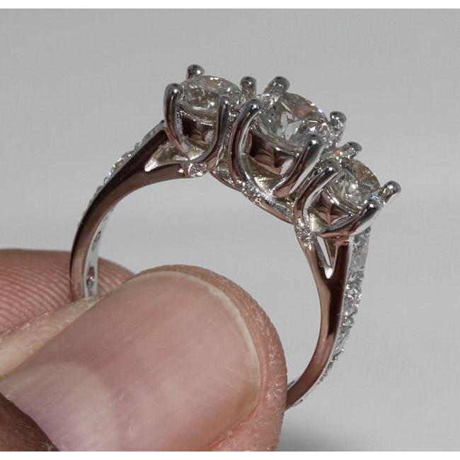 2.75 Carat Diamonds Engagement Ring White Gold Women Jewelry - Three Stone Ring-harrychadent.ca