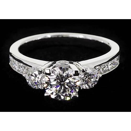 2.75 Carats Three Stone Ring Channel Set Round Diamond Jewelry - Three Stone Ring-harrychadent.ca