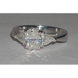 2.75 Ct. Oval Cut & Trilliant Diamond Three Stone Ring New