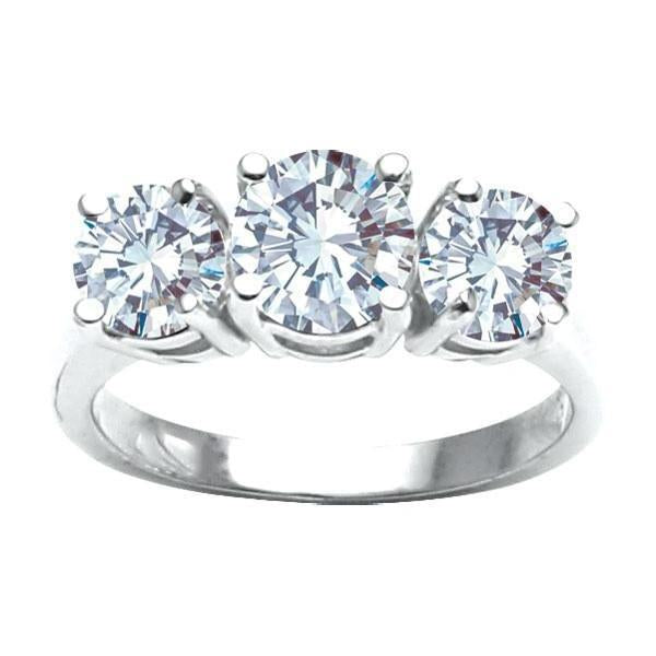 2 Carats Round Three Stone Diamond Anniversary Ring - Three Stone Ring-harrychadent.ca