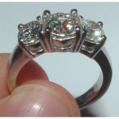 3.01 Carats Ideal Cut Genuine Three Stone Diamond Engagement Ring - Three Stone Ring-harrychadent.ca