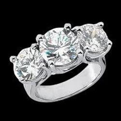 3.25 Ct Three Stone Diamond Engagement Ring White Gold 14K New - Three Stone Ring-harrychadent.ca