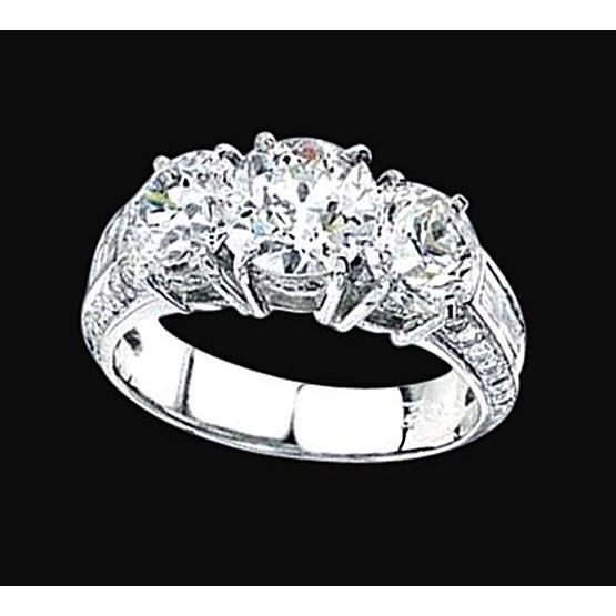 3.41 Ct. White Gold Diamond Three Stone Wedding Ring - Three Stone Ring-harrychadent.ca