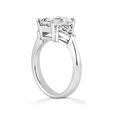 3.50 Carats Emerald & Trillion Cut Diamond Wedding Ring Three Stone - Three Stone Ring-harrychadent.ca