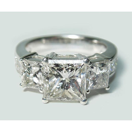 3.50 Carats Princess Cut Diamond 3 Stone Engagement Ring New - Three Stone Ring-harrychadent.ca