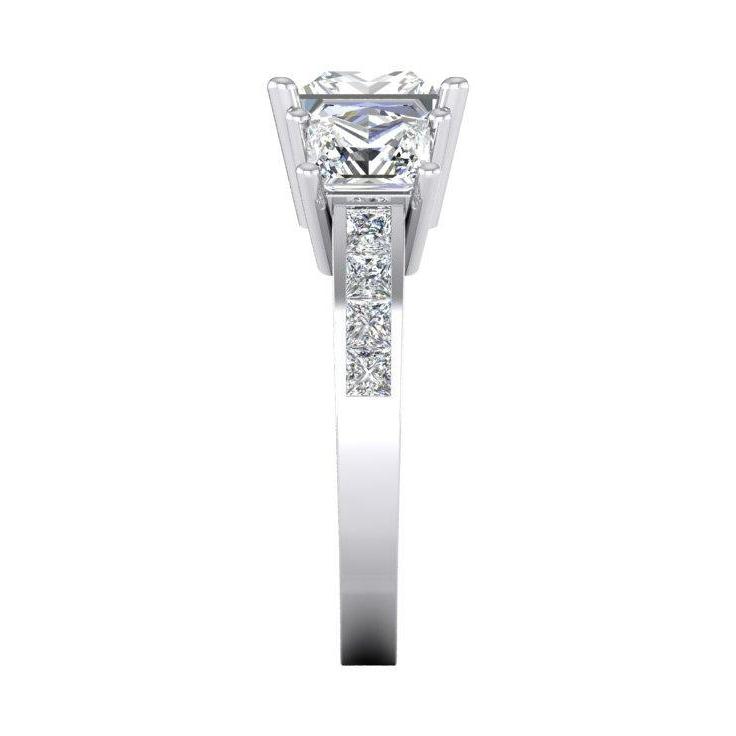 3.50 Carats Princess Cut Diamond 3 Stone Engagement Ring New - Three Stone Ring-harrychadent.ca