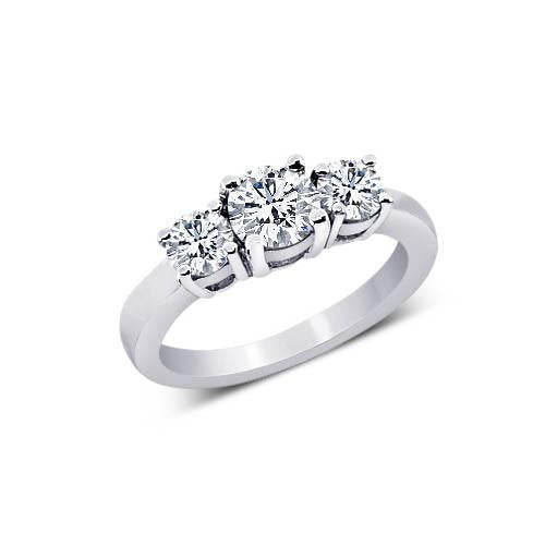 3 Stone Round Diamond 2 Carat Engagement Ring Solid Gold Jewelry - Three Stone Ring-harrychadent.ca