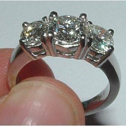4 Ct. White Gold Natural Earth Mined Diamond Three Stone Engagement Ring
