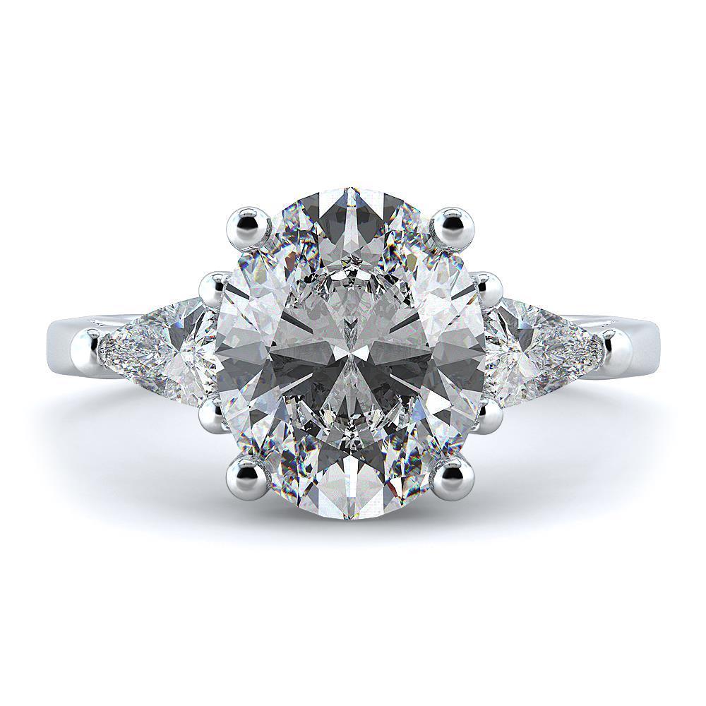 4.5 Carats Oval Cut Diamond Three Stone Engagement Ring White Gold - Three Stone Ring-harrychadent.ca