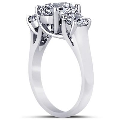 4 Carat Round Diamond Three Stone Engagement Ring White Gold 14K - Three Stone Ring-harrychadent.ca