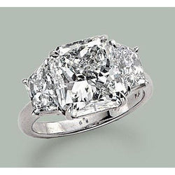 7 Carats Radiant Diamond 3 Stone Engagement Ring Gold White