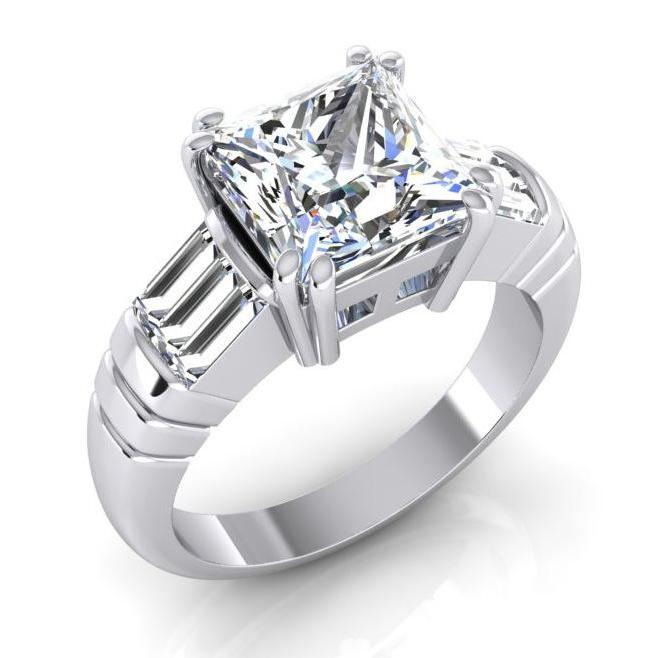 Big Diamond Ring 4.51 Ct. Diamond Three Stone Gold Engagement Ring - Three Stone Ring-harrychadent.ca