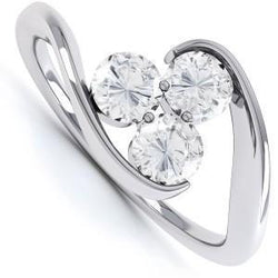 Three Stone 2.25 Ct Round Cut Diamond Engagement Ring White Gold 14K