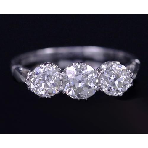 Three-Stone Diamond Ring 1.50 Carats Old Miner Cut Jewelry New - Three Stone Ring-harrychadent.ca