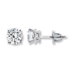 0.90 Ct. Round Solitaire Natural Earth Mined Diamond Stud Earring White Gold 14K Prong Set