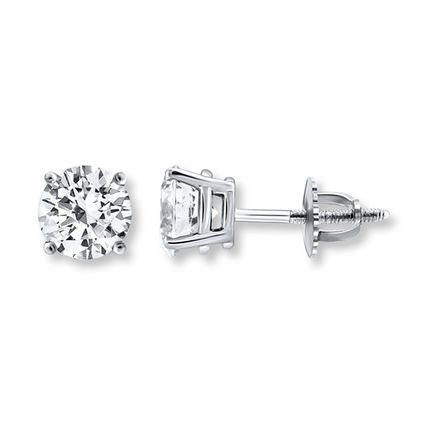 0.90 Ct. Round Solitaire Diamond Stud Earring White Gold 14K Prong Set - -harrychadent.ca