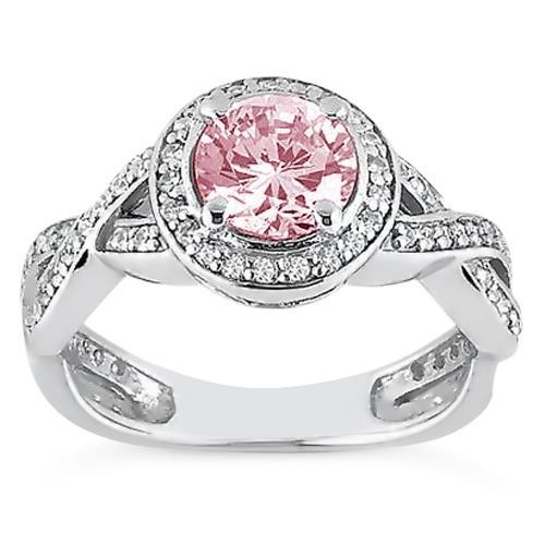 2.51 Ct Round Halo Pink Gemstone Ring White Gold - -harrychadent.ca