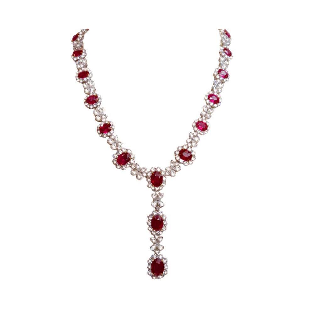 83.01 Carats Platinum Diamonds Ruby Necklace Pendant Bridal Jewelry - -harrychadent.ca