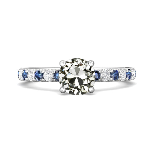 5 Carats Round Old Miner Diamond & Blue Sapphire Women’s Jewelry - Anniversary Ring-harrychadent.ca