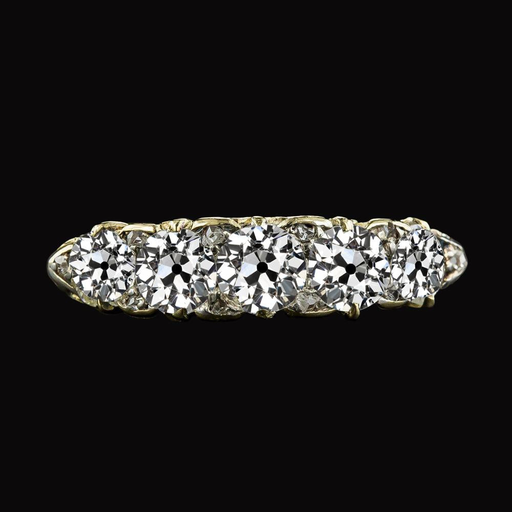 Anniversary Band Round Old Miner Diamond 5 Stone Jewelry 5 Carats - Anniversary Ring-harrychadent.ca