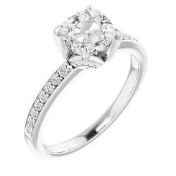 Anniversary Ring Cushion Old Miner Natural Earth Mined Diamond Prong Set 4.50 Carats