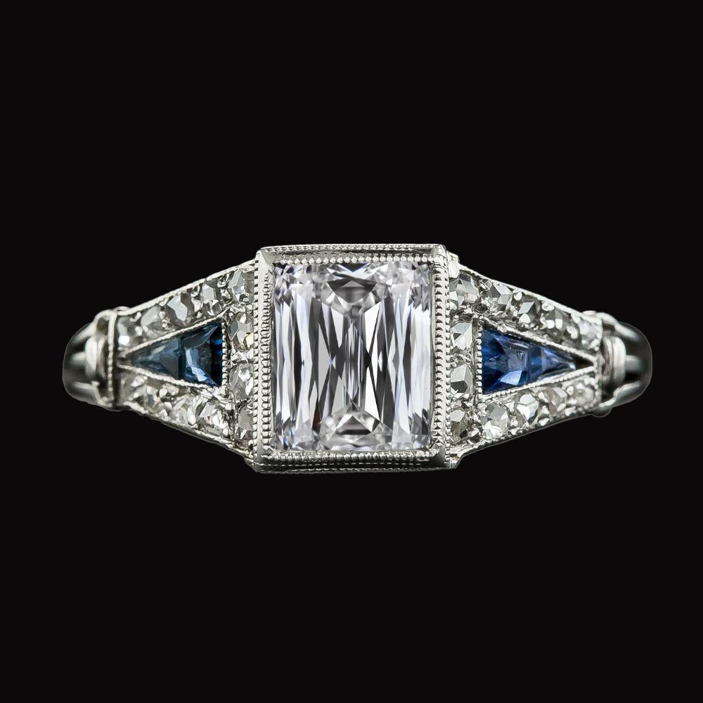 Lady's Emerald Diamond Ring Trapezoid Sapphires 5.50 Carats - Anniversary Ring-harrychadent.ca