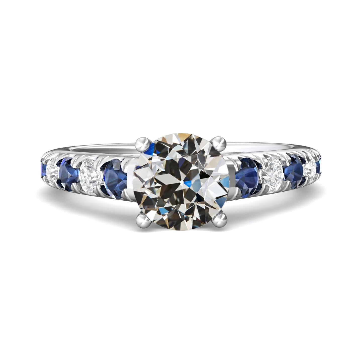 Old Miner Diamond & Sri Lankan Sapphire Gemstone Ring 7 Carats - Anniversary Ring-harrychadent.ca