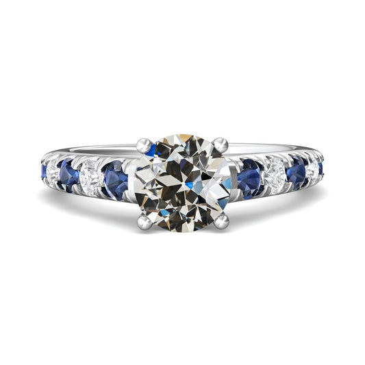 Old Miner Diamond & Sri Lankan Sapphire Gemstone Ring 7 Carats - Anniversary Ring-harrychadent.ca