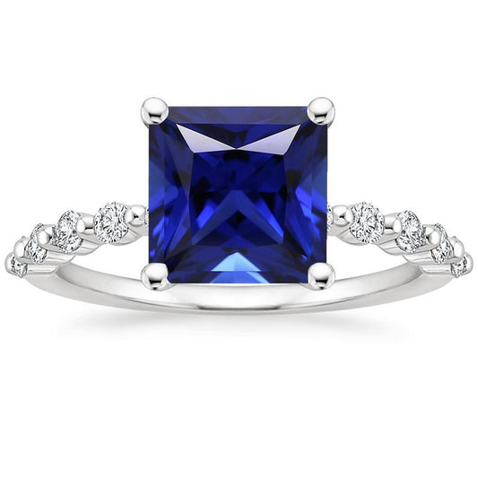 Anniversary Ring Sri Lankan Sapphire and Diamond 5.5 Carat Princess - -harrychadent.ca