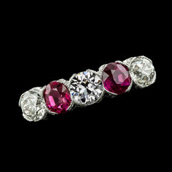 Wedding Round Old Miner Natural Earth Mined Diamond Ring & Pink Sapphire 4.75 Carats