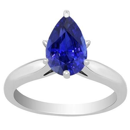 Blue Sapphire Solitaire Ring 2 Carats 4 Prong White Gold 14K Jewelry - -harrychadent.ca