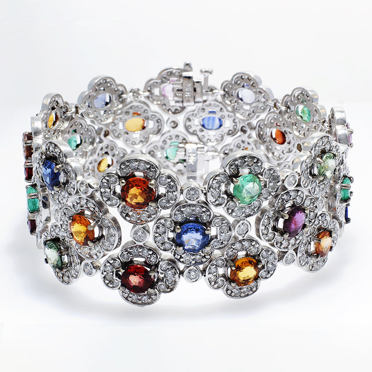 Multi Color Sapphire Diamond Bracelet - Bracelets-harrychadent.ca