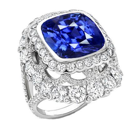 Cushion Sapphire Diamond Halo Ring Bezel Set 6 Carats Gold Split Shank - -harrychadent.ca