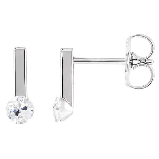 Round Drop Diamond Earrings Old Miner Jewelry 2 Carats Push Backs - Drop Earrings-harrychadent.ca