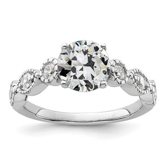 14K Gold Round Old Mine Cut Diamond Ring 4 Prong Set 3.25 Carats - Engagement Ring-harrychadent.ca