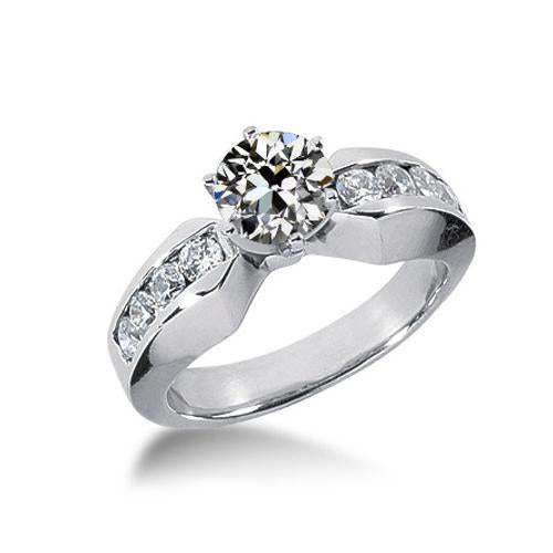 Engagement Ring Round Old Cut Diamond Gold Channel Set 2.50 Carats - Engagement Ring-harrychadent.ca