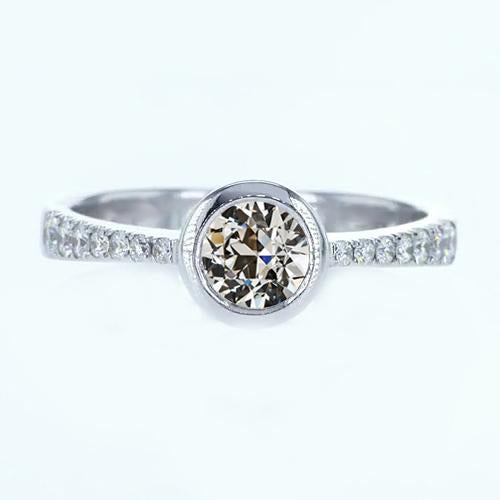 Engagement Ring Round Old Mine Cut Diamond Bezel Set 2.25 Carats - Engagement Ring-harrychadent.ca