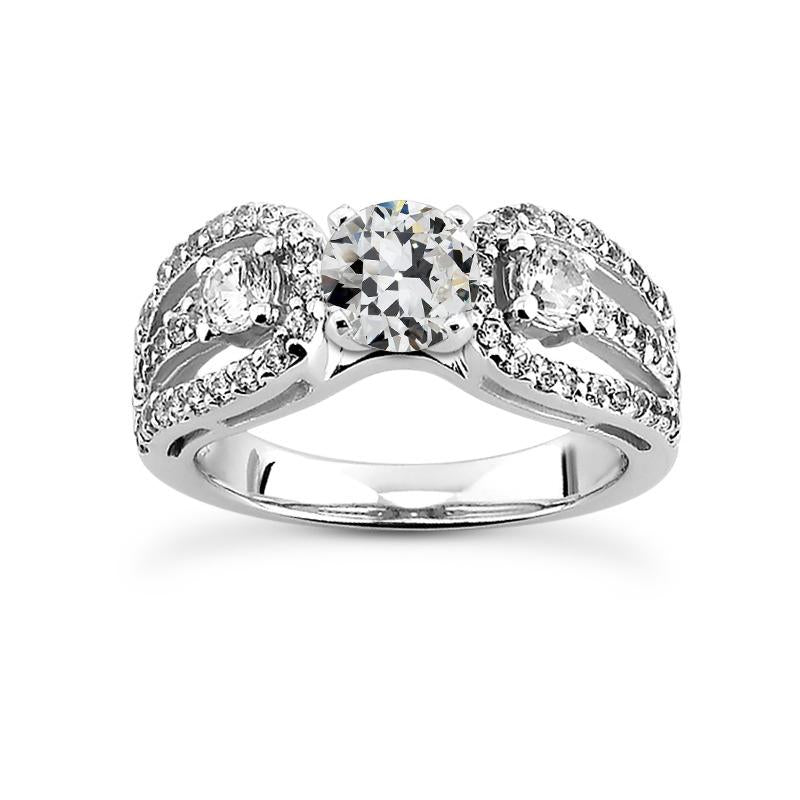 Wedding Ring Round Old Mine Cut Diamond Double Split Shank 5.50 Carats - Engagement Ring-harrychadent.ca