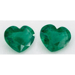Natural Real ( Not Lab Grown ) Green Emerald GIA Gemstone Pair Heart Shape 3 Carats Each AAA