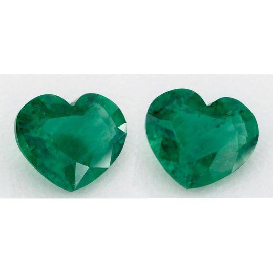 Green Emerald Gemstone Pair Heart Shape 3 Carats Each AAA - Gemstone Loose-harrychadent.ca
