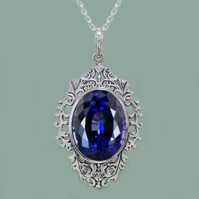 Oval Sapphire Pendant 15 Carats - Gemstone Pendant-harrychadent.ca