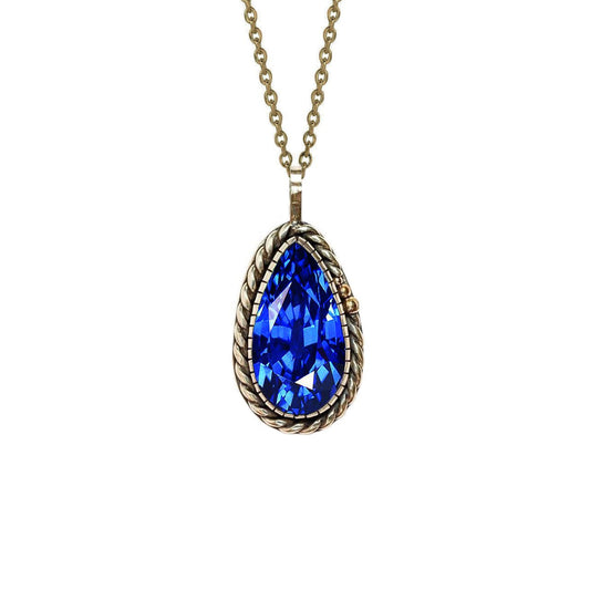 Solitaire Pear Sapphire Pendant 15 Carats - Gemstone Pendant-harrychadent.ca