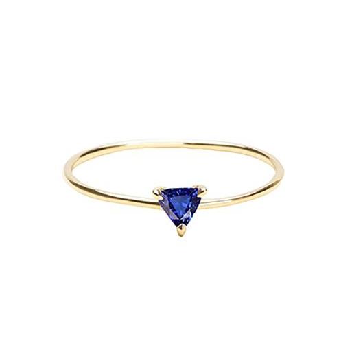 0.50 Carats Solitaire Trillion Sapphire Ring Yellow Gold Jewelry - Gemstone Ring-harrychadent.ca