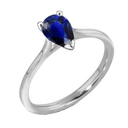 1 Carat Ceylon Sapphire Solitaire Ring Pear Cut Cathedral Setting - Gemstone Ring-harrychadent.ca