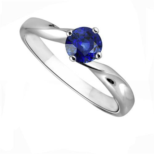 1 Carat Solitaire Women's Ceylon Sapphire Ring Twisted Shank - Gemstone Ring-harrychadent.ca