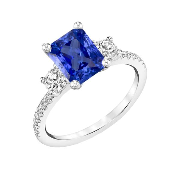 2.50 Carats Diamond Wedding Ring Radiant Shape Sapphire With Accents - Gemstone Ring-harrychadent.ca