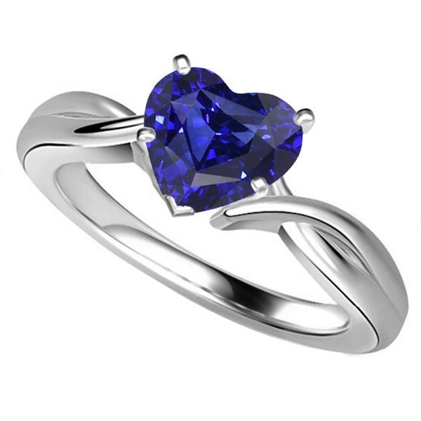 2.50 Carats Gold Solitaire Ceylon Blue Sapphire Ring Twisted Shank - Gemstone Ring-harrychadent.ca