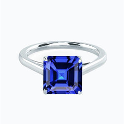 2.50 Carats Solitaire Gemstone Ring Asscher Ceylon Sapphire Gold 14K